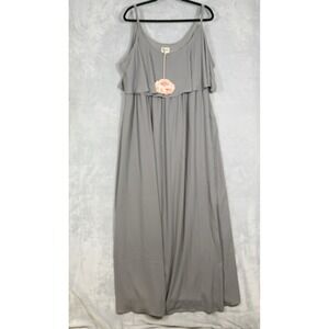 Show Me Your MuMu Caitlin Ruffle Maxi DRESS Gray Chiffon 2X Wedding Formal Party